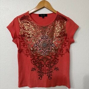 Red Bleu top with gold detailing